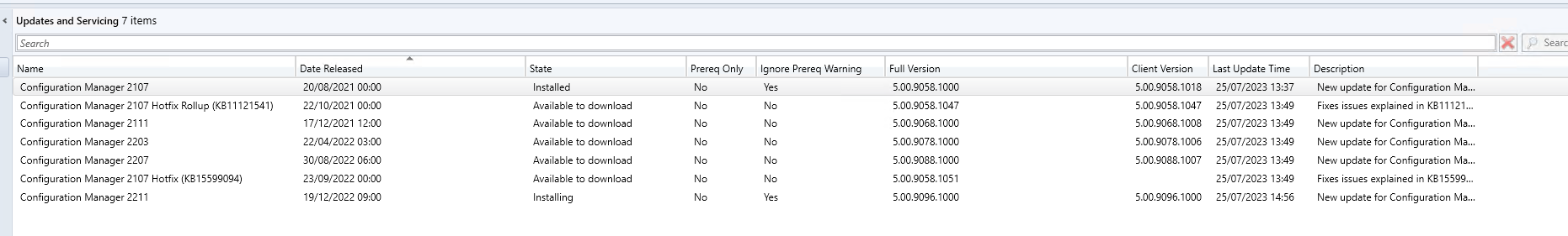 Configuration Manager 2211 upgrade missing status - Microsoft Q&A