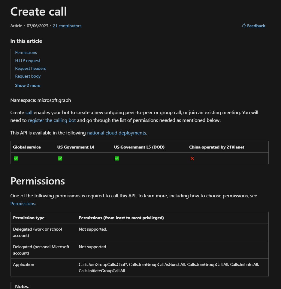 Create call