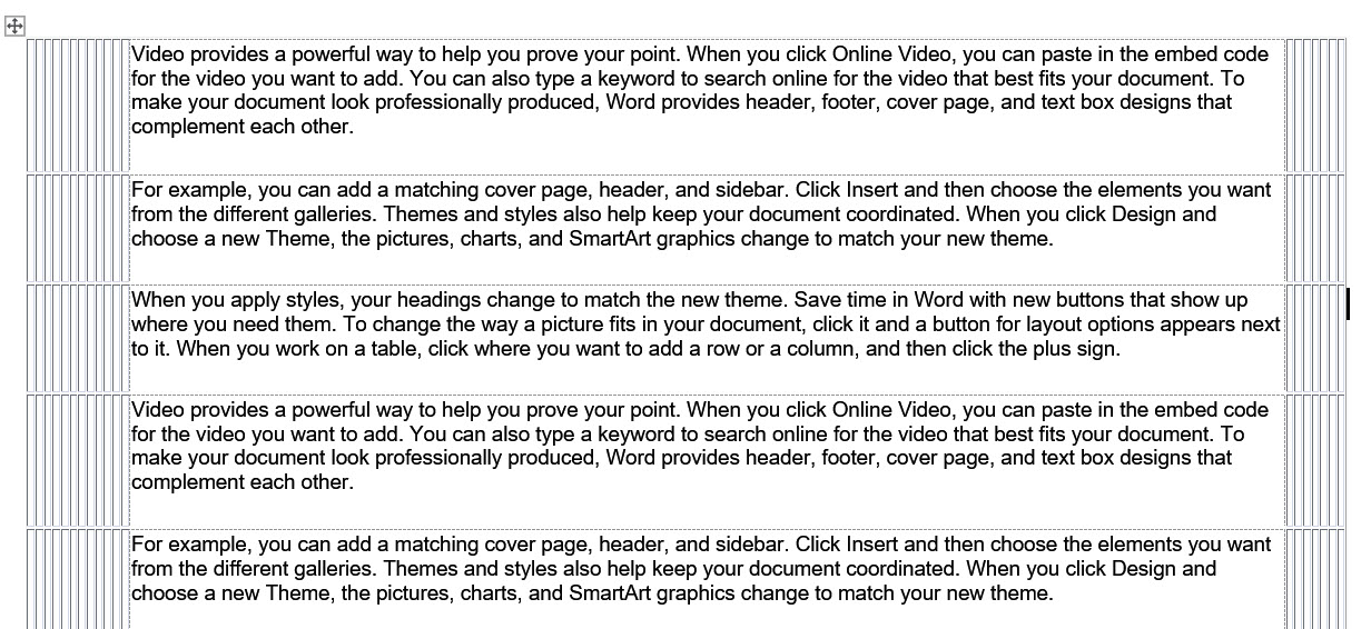 How to split text in separate rows in a huge table in Word 2016 ...