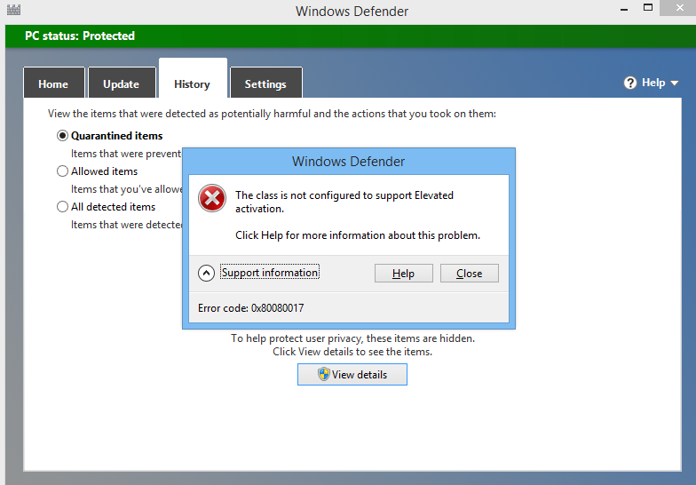 Windows Defender error - 