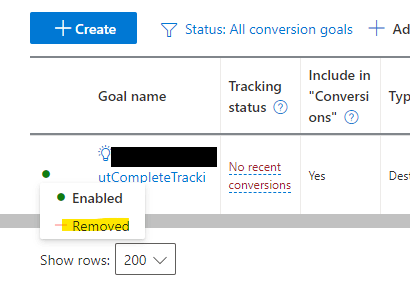 how do i remove a conversion goal - Microsoft Q&A