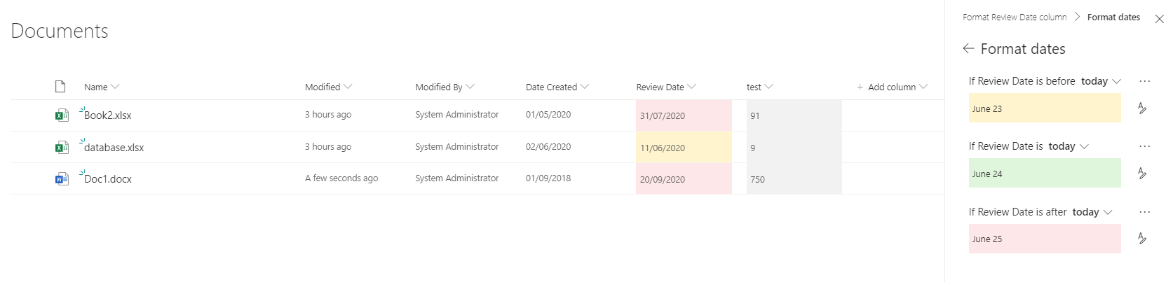 Format Review Date column - Microsoft Q&A