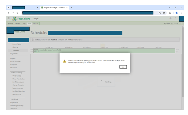 How can an administrator resolve this error: An error occurred while ...