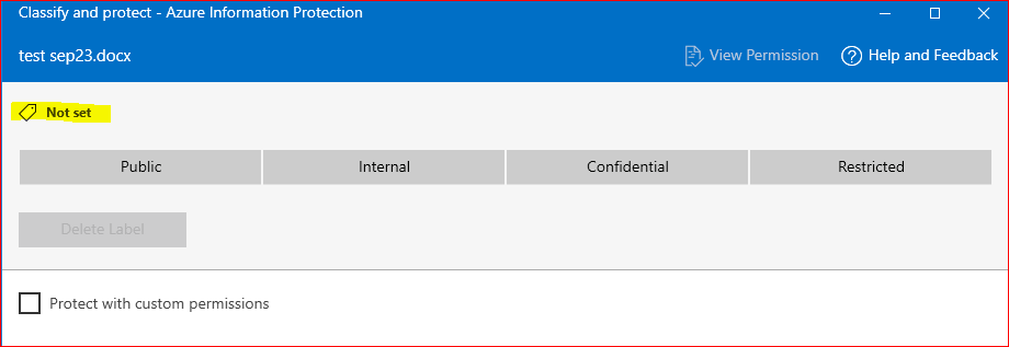 Issue about AIP, using Classify and Protect menu can't remove ...