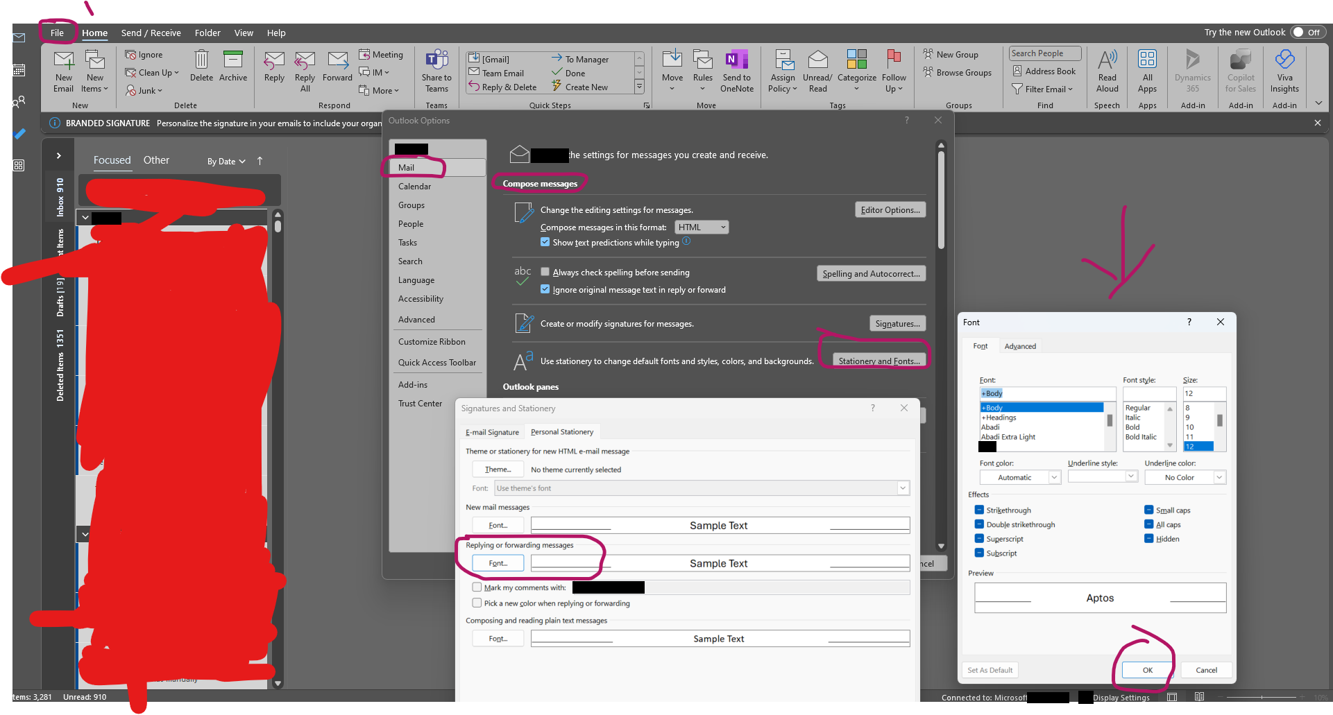 Large text in MS Outlook - Microsoft Q&A