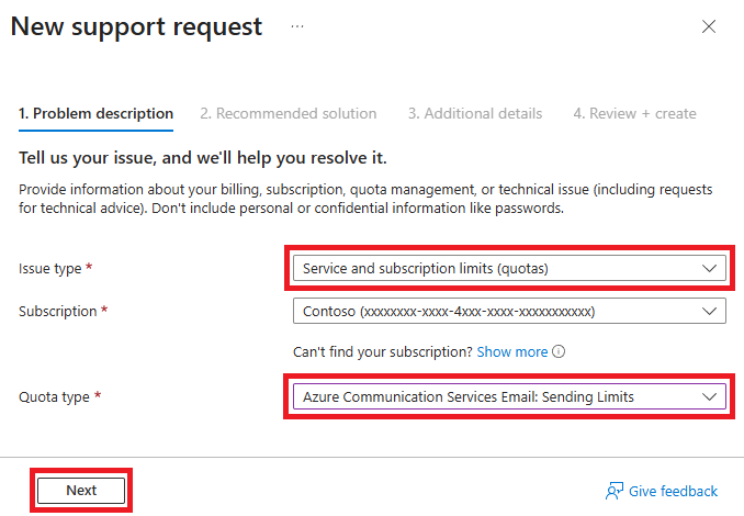 support request Problem description tab