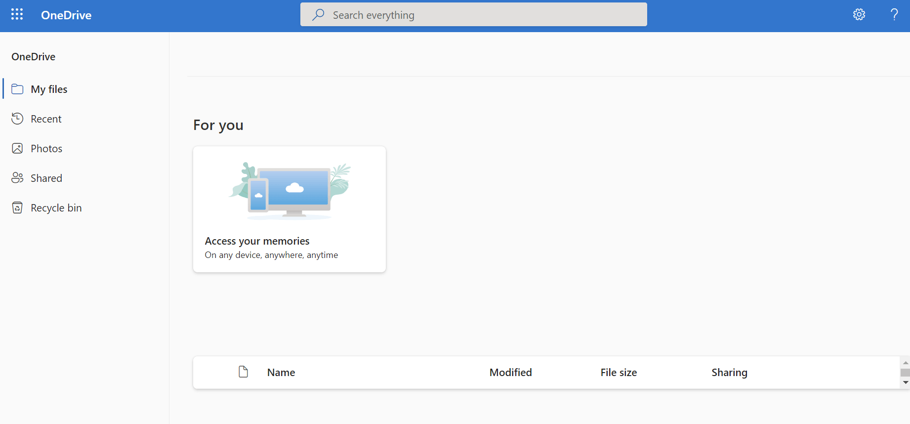 Onedrive My Files page shows no files - Microsoft Q&A