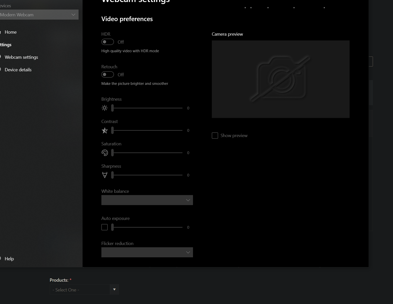 Microsoft Modern Webcam; Cannot access settings through MS Accessory ...