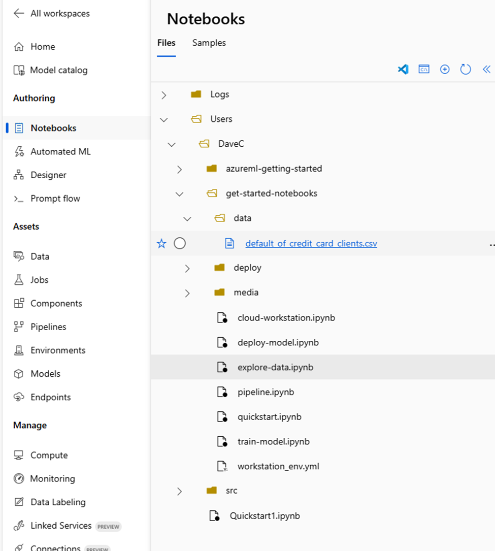 Cannot get ML data set created by following the tutorial - Microsoft Q&A