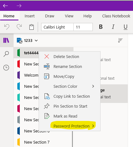 Password protecting all or part of One note... Just to have some ...