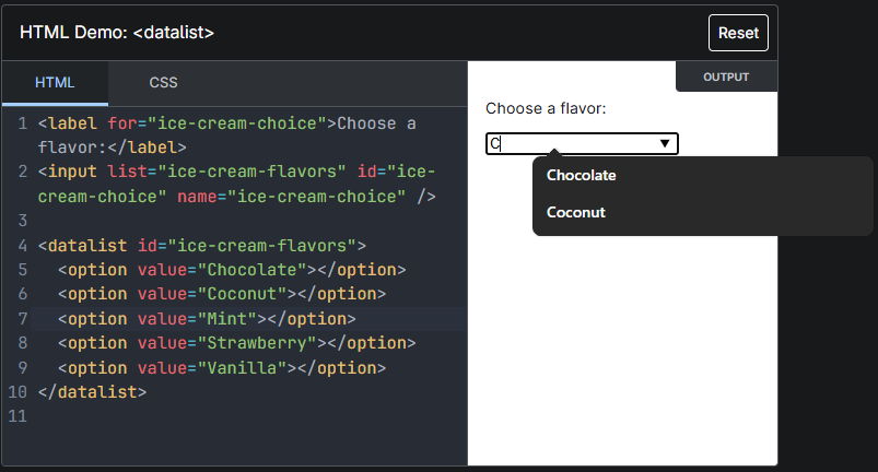 Datalist used on edge for windows 11