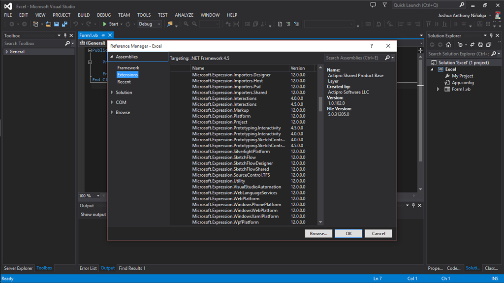 How to automate Microsoft Excel 2013 from Visual Basic 2013 - Microsoft Q&A