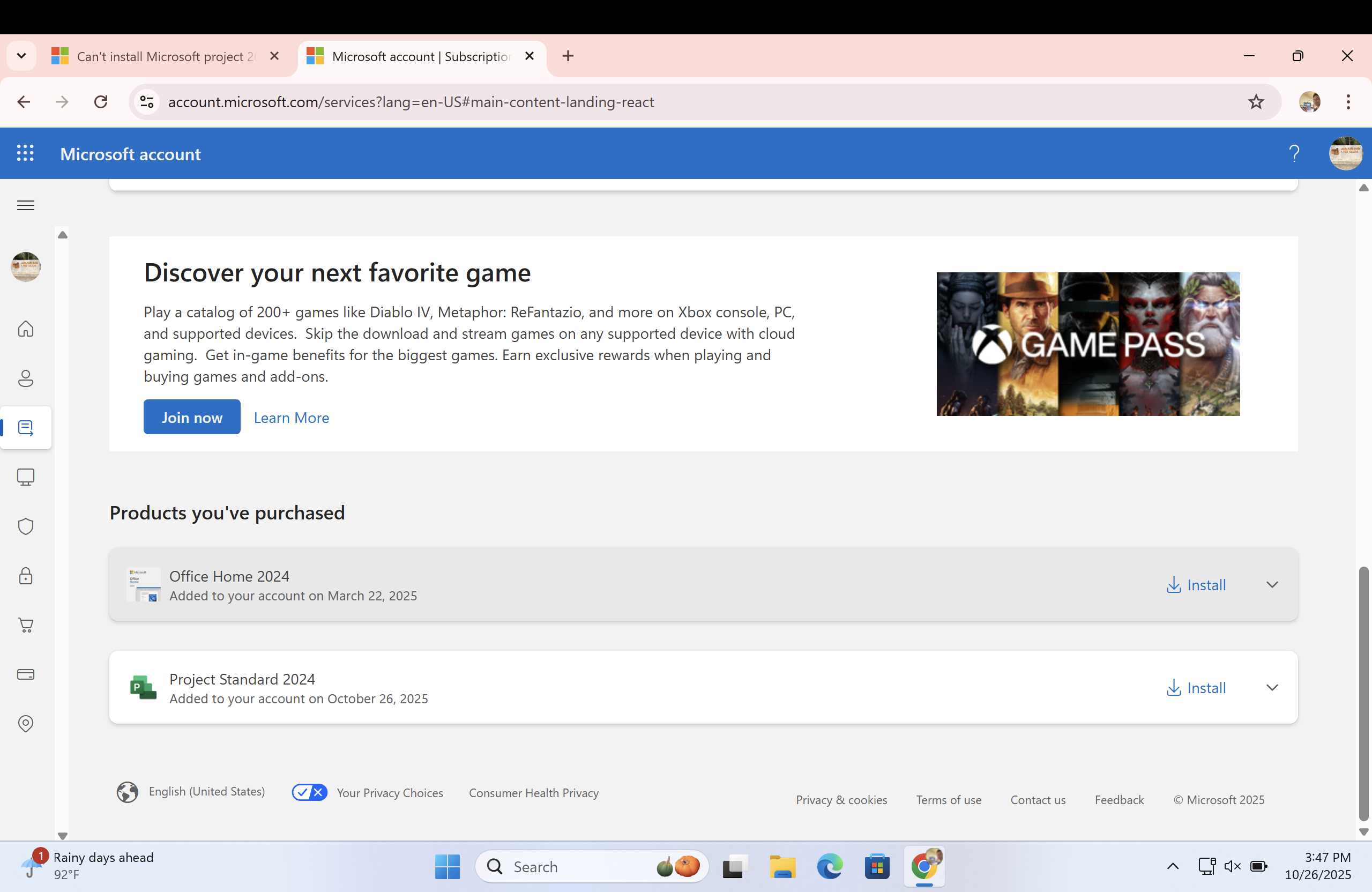 Can't install Microsoft project 2024 - Microsoft Q&A