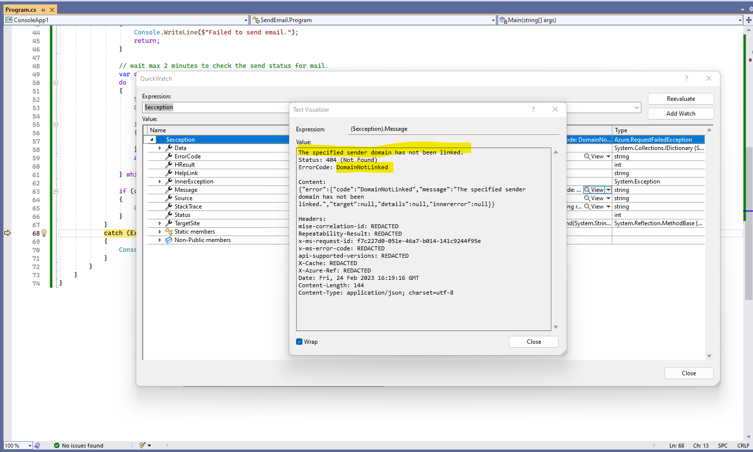 EmailIssueFacedinCSharp
