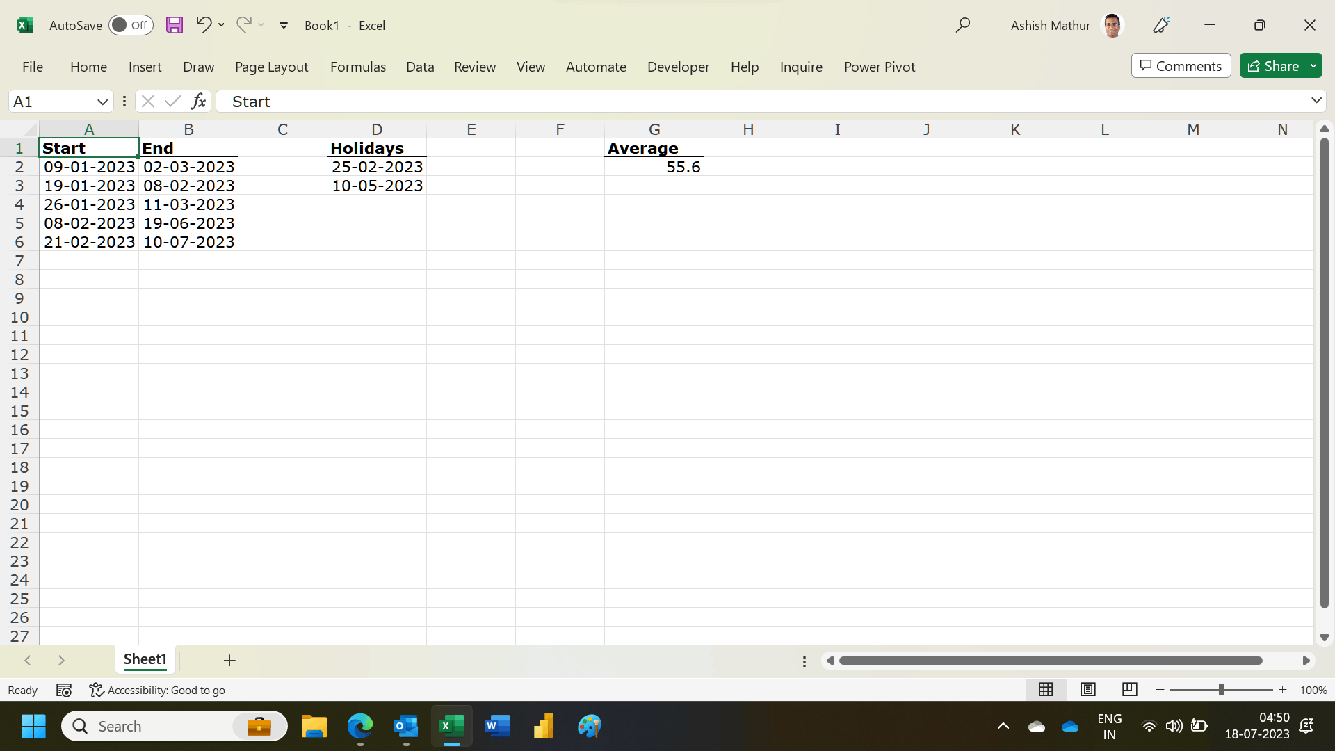 Calculate Average working days - Microsoft Q&A