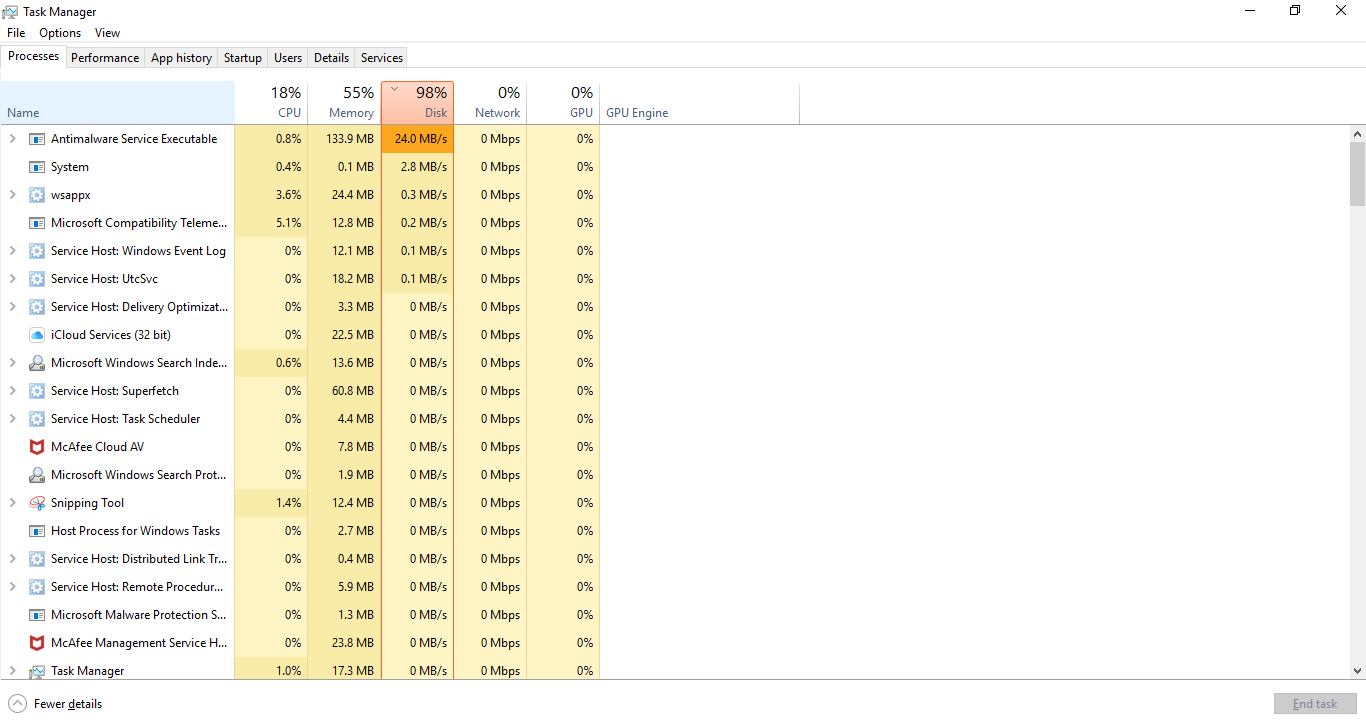 How to solve 100 % disk usage in windows 10 after fall update ...