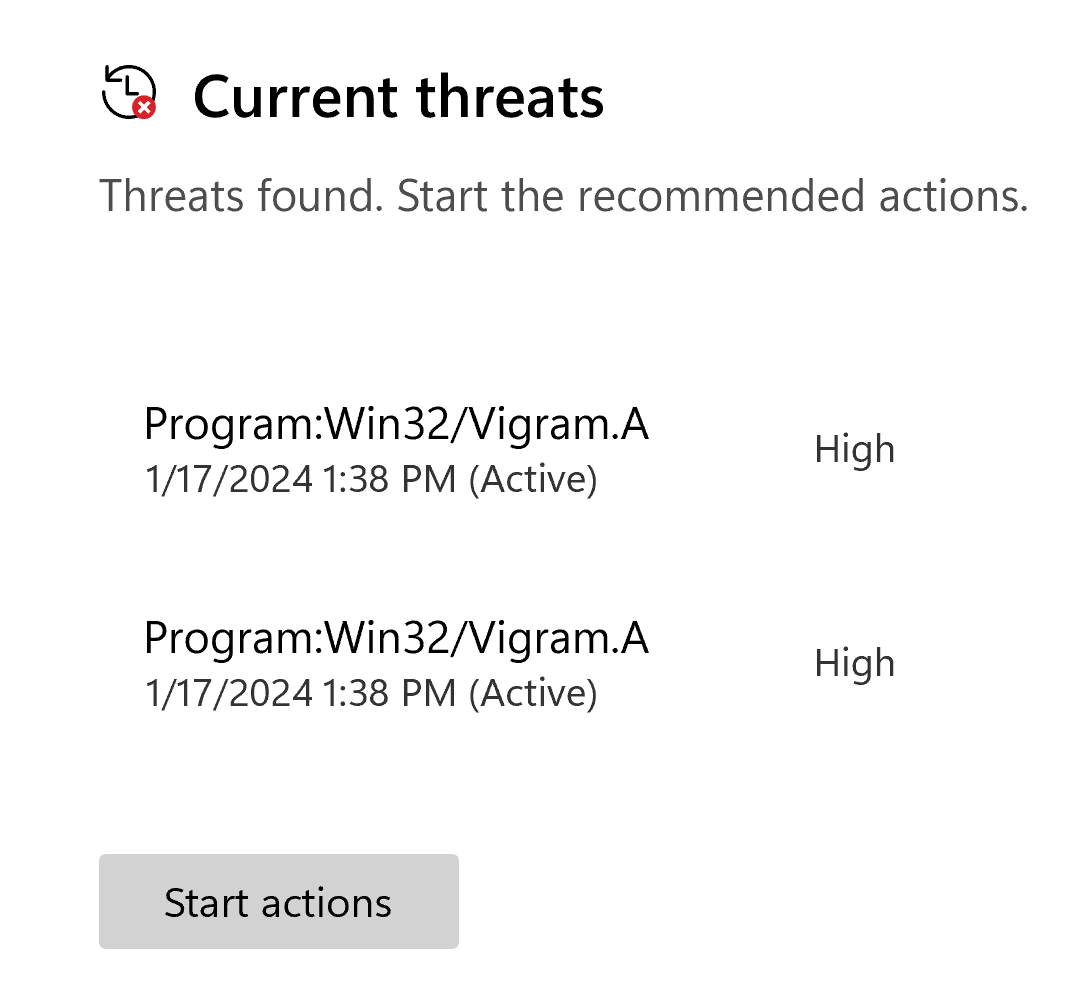 Windows Defender & Program:Win32/Vigram.A - Microsoft Q&A