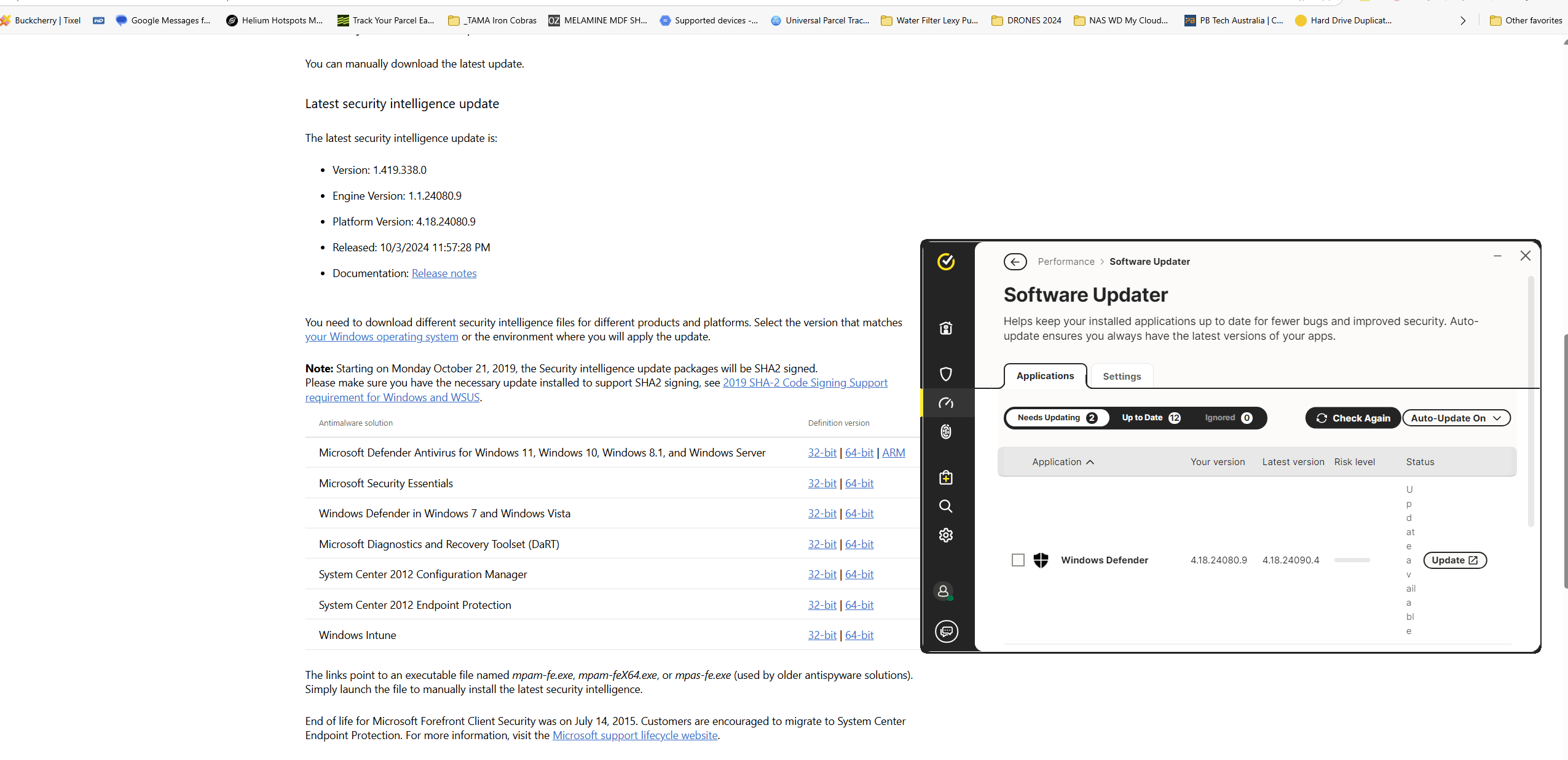 What is the Windows defender update problem? - Microsoft Q&A