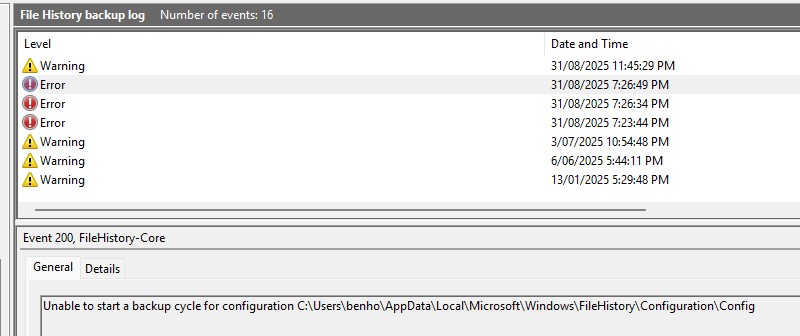 Cannot recover files as 