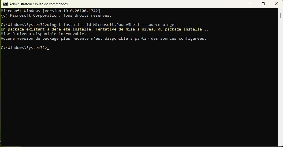 Réponse install Windows powershell
