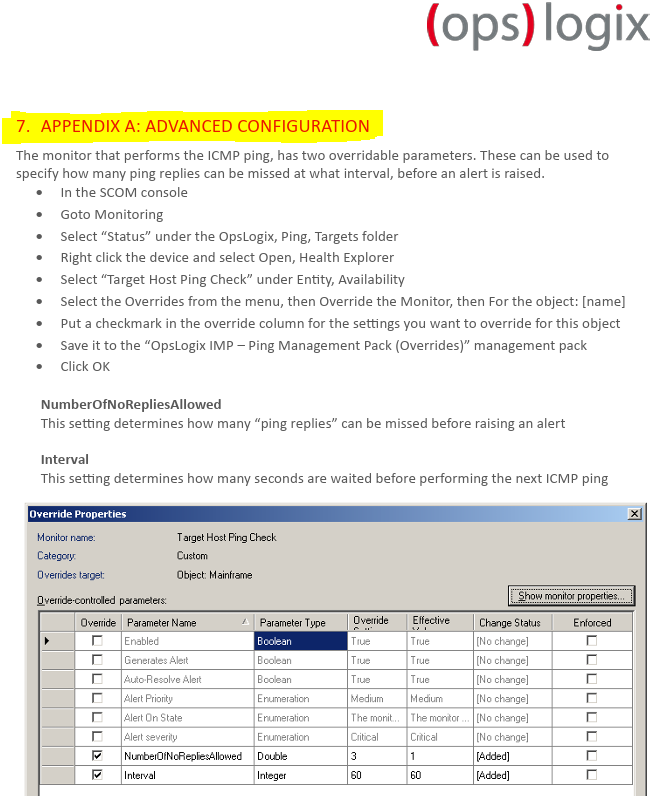i imported ops logix management pack to SCOM to monitor ping my ...