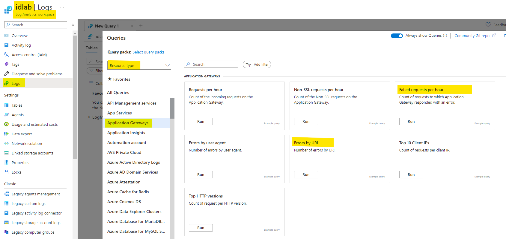 Log Analytics workspace logs