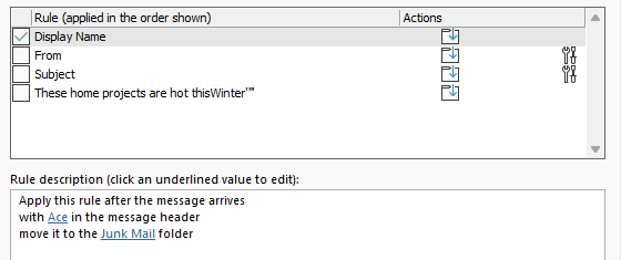 Is it possible to have a junk rule for the display name - Microsoft Q&A