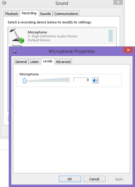 Recording playback - microphone is stuck with full green bar