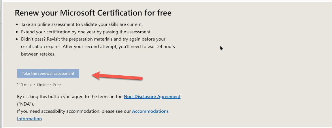 Certification renewal button doesn't work even though I am inside of ...