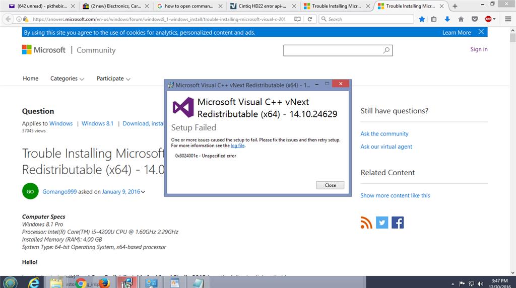 Trouble Installing Microsoft Visual vc_redist.x64.exe - Microsoft Q&A