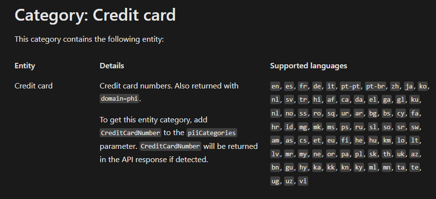 PII detection failed to detect credit card number if text is in chinese ...