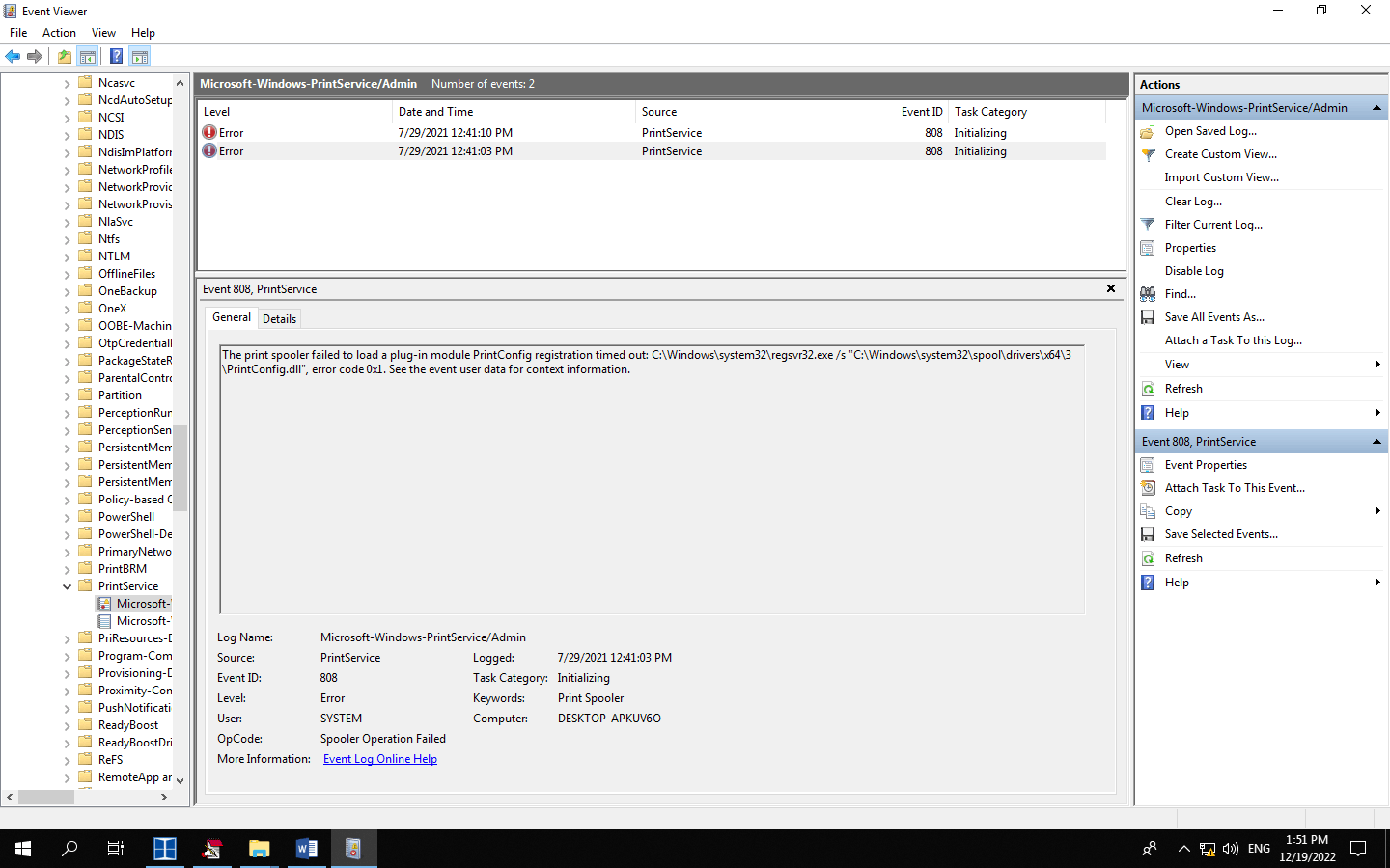 CSO アカウント Print spooler error 808 - Microsoft Q&A