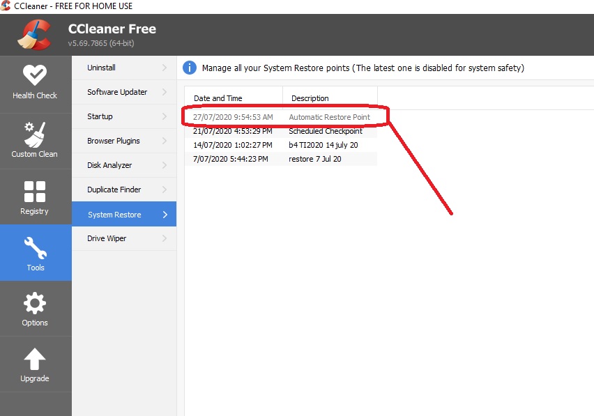 Restore point creation as part of updates - Microsoft Q&A