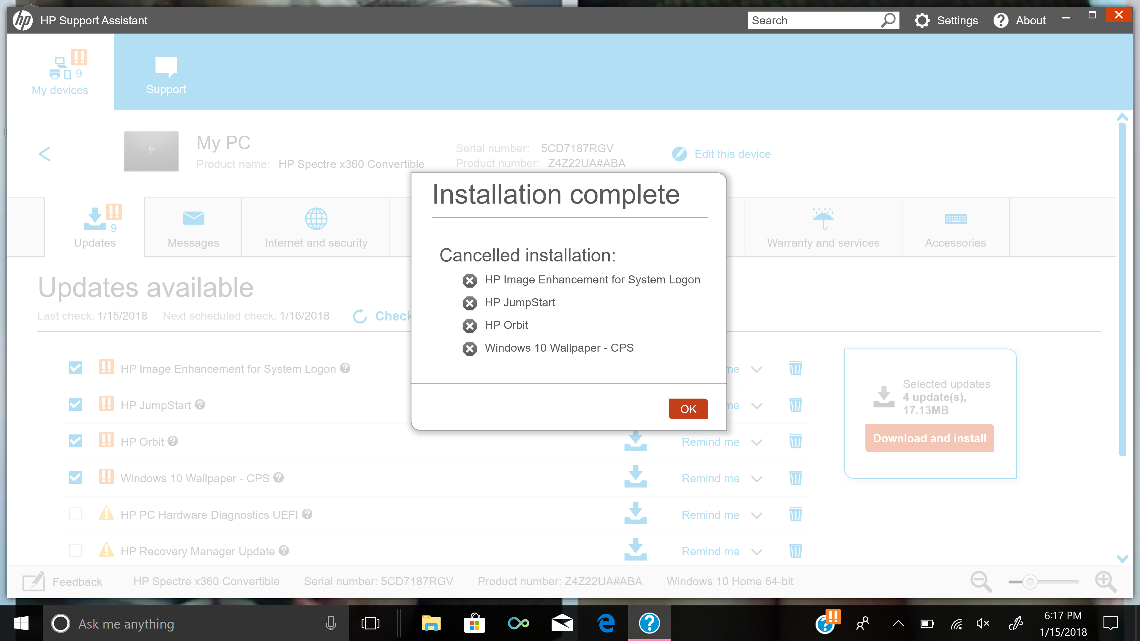 Why do updates in my HP Support Assistant keep cancelling themselves ...