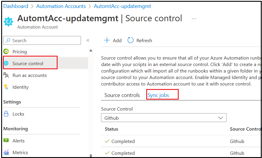 Source Control doesn't sync runbooks - Microsoft Q&A