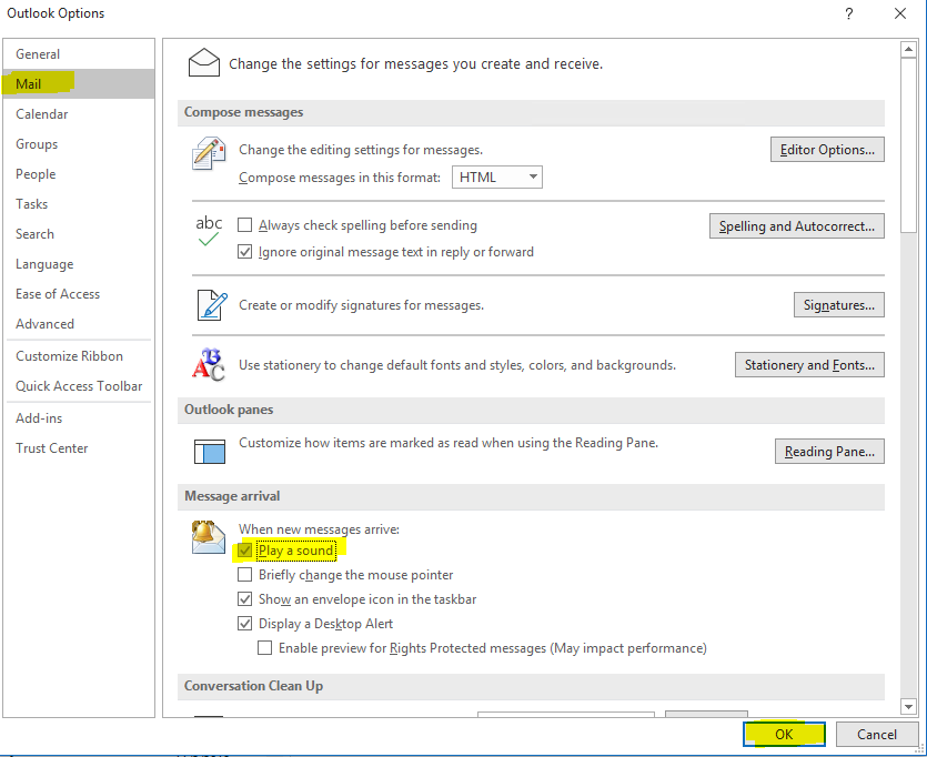 Outlook - No Email Notification Sound on Office 365 ProPlus - Windows ...