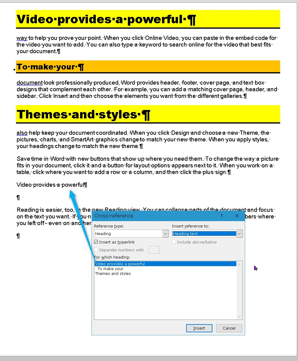 Headings won't link. - Microsoft Q&A