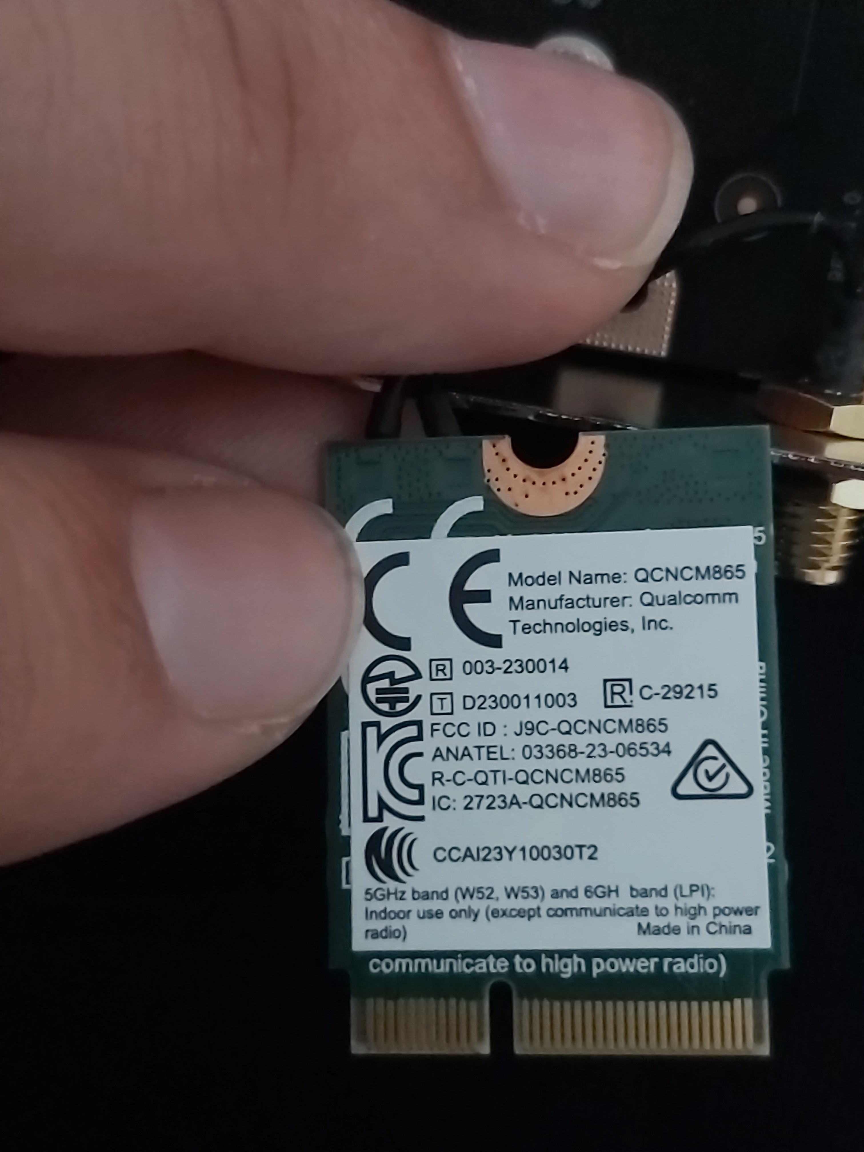Qualcomm QCN 865 wifi 7 adapter M.2 card partially works