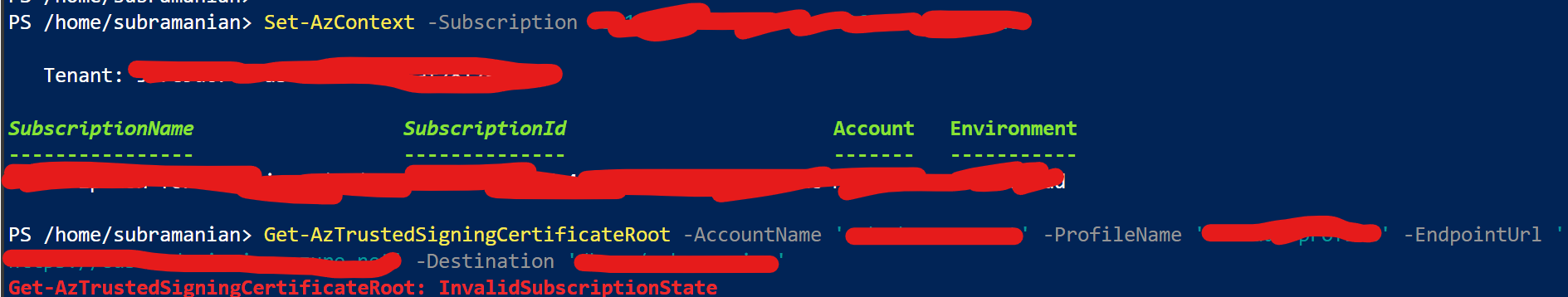 Couldn't use Trusted Signing account to get my artifact code signed ...