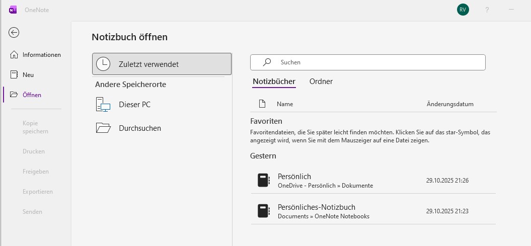 OneNote_Notizbuch öffnen