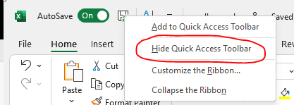 No option to hide the quick access toolbar - Microsoft Q&A