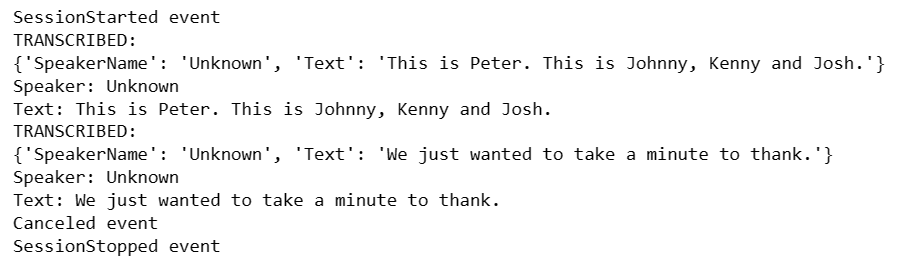Azure Speech to text with Diarization - Cancelled event triggers ...
