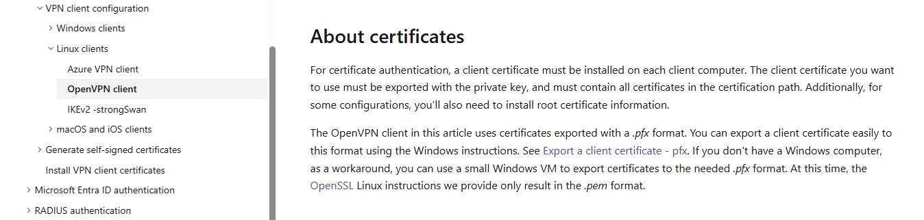 Problems setting up Azure Point to Site VPN - Microsoft Q&A