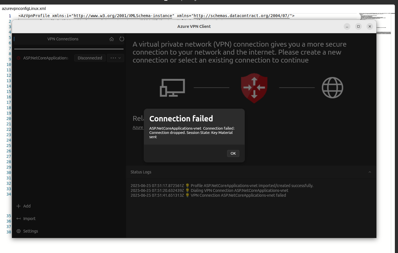Issue with connecting to Azure VPN from Linux Ubuntu 20.4 - Microsoft Q&A