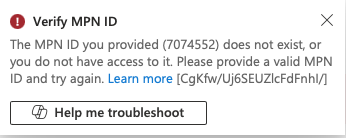 Unable to add MPN ID to Azure App Registration - Microsoft Q&A