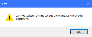 Pop up message that states 
