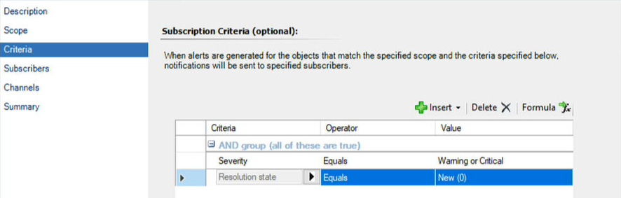 subscription criteria