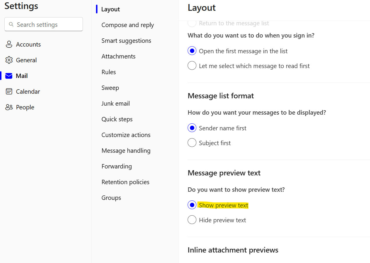 "Always preview messages" in new outlook stopped working - Microsoft Q&A
