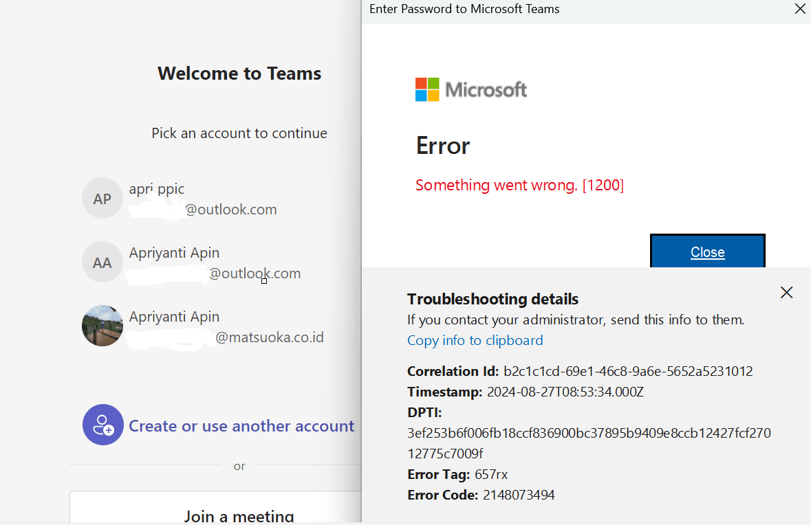 I can't login to my Microsoft Teams account. Please help me ...