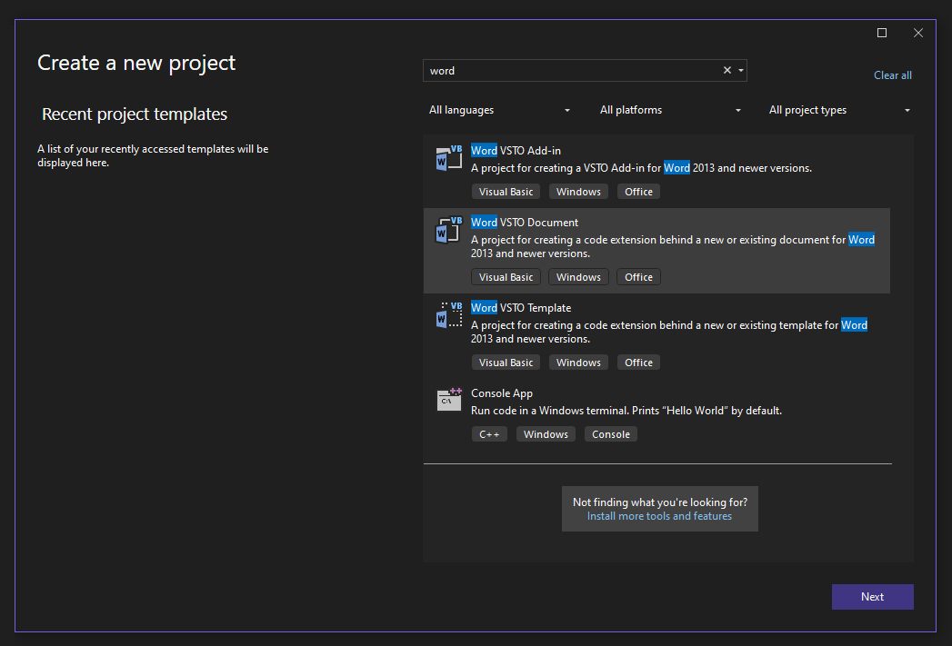 Visual Studio 2022 WORD Project #01